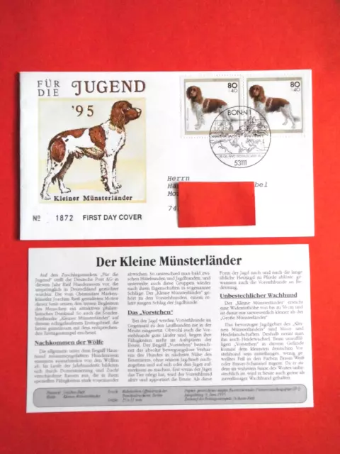 Brief Ersttagsbrief Ganzsache BRD 1995 Hunderassen Mi. Nr. 1797 FDC-Vollstempel
