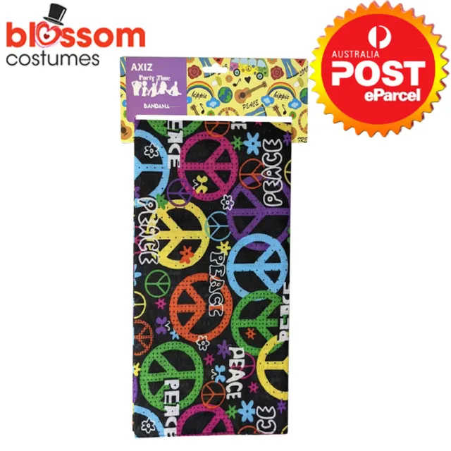 TM247 Hippie 60s 70s Costume Bandana Peace Sign Multicolour Retro Headband