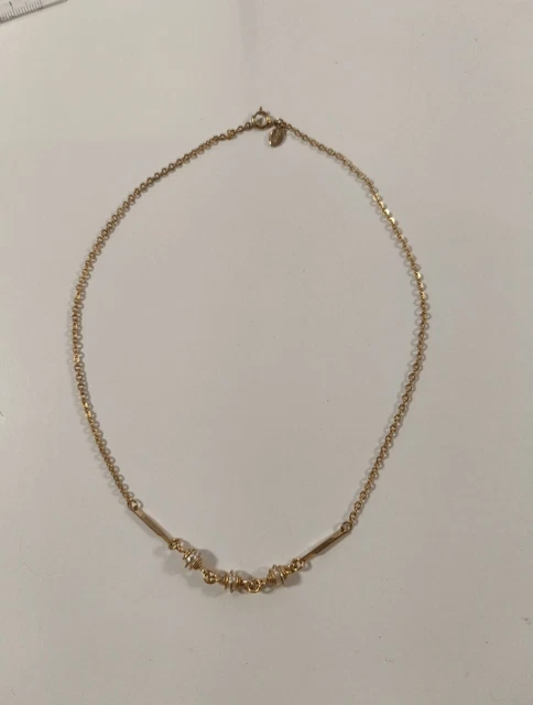 Collier Vintage Signé Avon - Pendentif Papillon Cristal Irisé, Métal Doré, Longueur 150cm