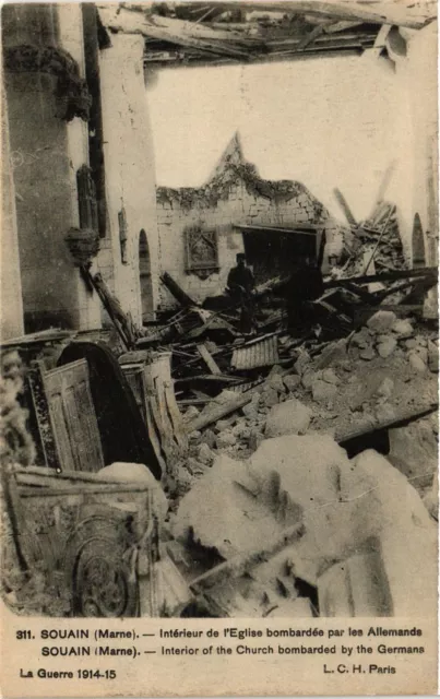 CPA MILITAIRE Souain (Marne) - Intérieur de l'Eglise bombardée (315783)