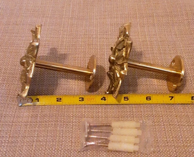 2 Vintage Gold Brass Curtain Tie-Backs Flower Design 1993 3