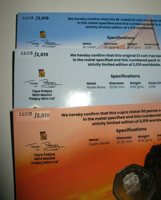 2019 Gibraltar Islands Games - 3 Coin Set, Themed Number 1103 Pack, 2019 Issued