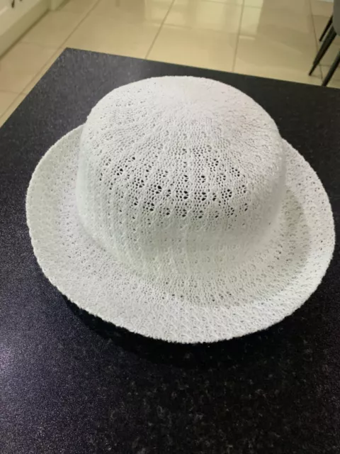 Betmar New York White Luxury Cotton Crochet Crusher Sun Hat One Size