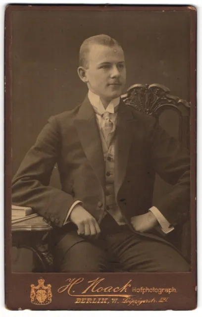 Photography H. Noack, Berlin, Leipzigerstr. 121, Young Man in Suit with Tie