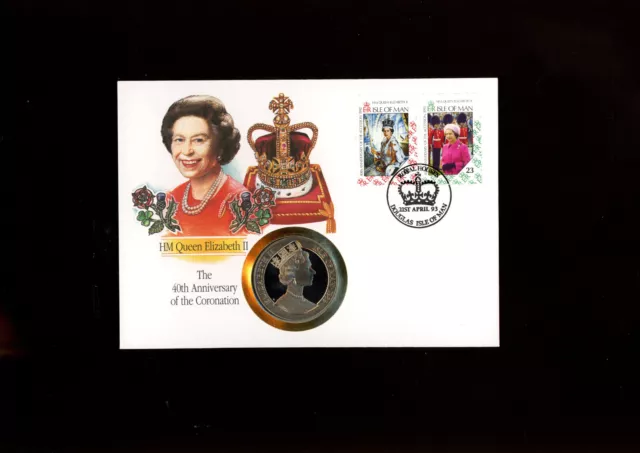 HM Queen Elizabeth II 40th Anniversary of the Coronation Mercury coin cover