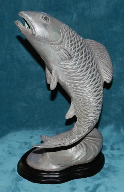 Gorgeous Bronze Jumping/Leaping Fish Sculpture!! Koi/Salmon/Trout