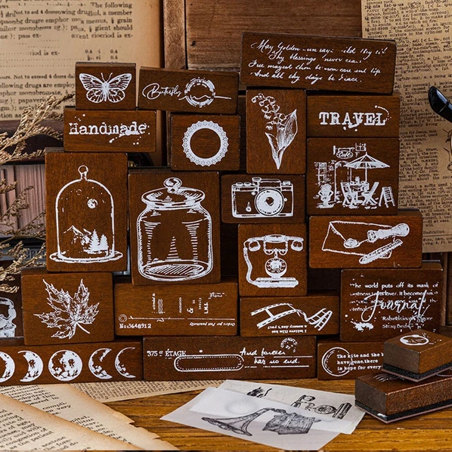 Set Di 10 Timbri In Legno Decorativi Con Motivi Floreali E Farfalle - Per Scrapbooking, Argilla, Carta E Progetti Fai Da Te