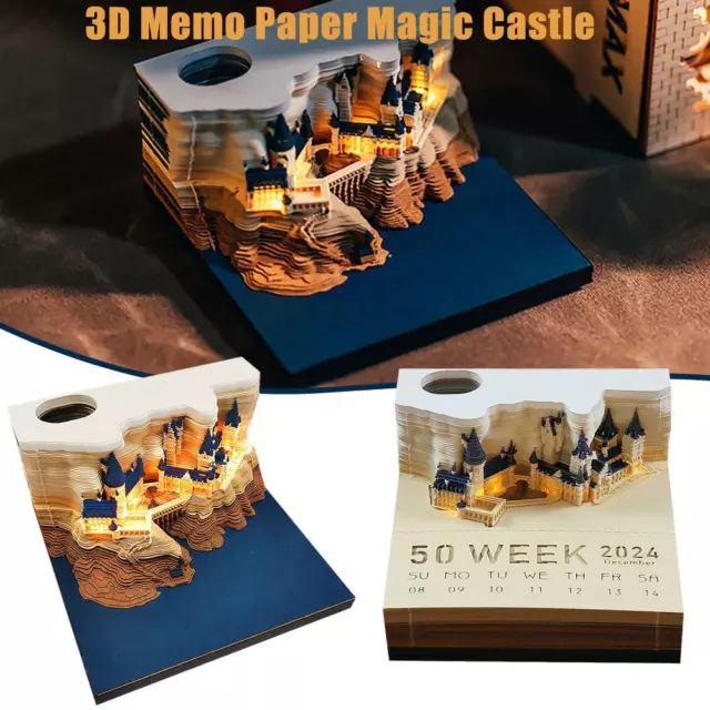 3D CASTLE MEMO Pad,2024 Desk Calendar Memo Pad Castle Weekly Notepad ...