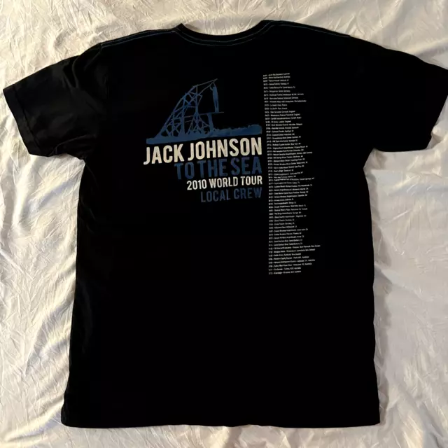 JACK JOHNSON T Shirt 2010 To The Sea World Tour Local Crew Size L 2