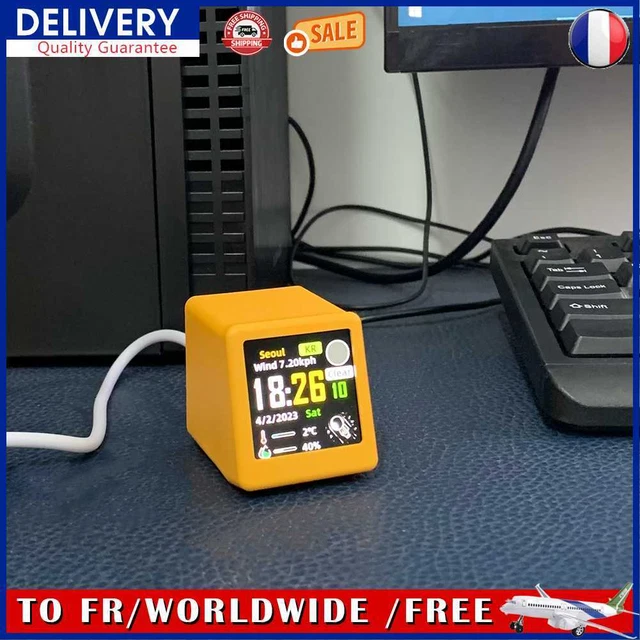 Digital Analog Alarm Clock Multi-function WiFi Clock As Cool Gift (Yellow)