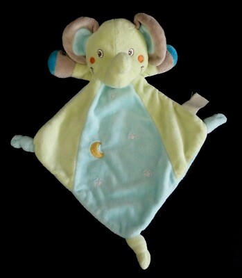 Doudou Doudou Losange Eléphant Elephant vert bleu Nicotoy étoile lune 30 cm 