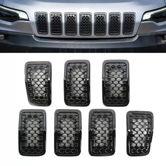 Black Front Grille Insert Honeycomb Mesh Fit For Jeep Cherokee 2019-2022