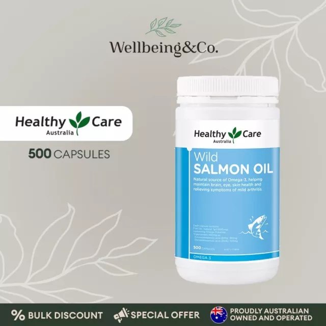 Healthy Care Salmon Oil 1000mg - 500 Capsules | For brain, eye, skin health