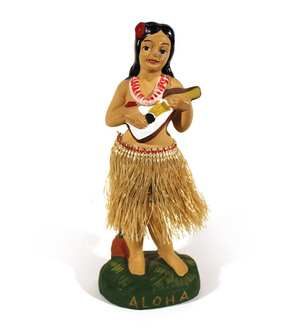 Vintage Bp Japan Japanese Hula Nodder Girl Swaying Dancer With Ukelele Lei Skirt