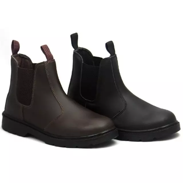 Blackrock Dealer Chelsea Safety Boots Steel Toe Midsole Elasticated Black Brown