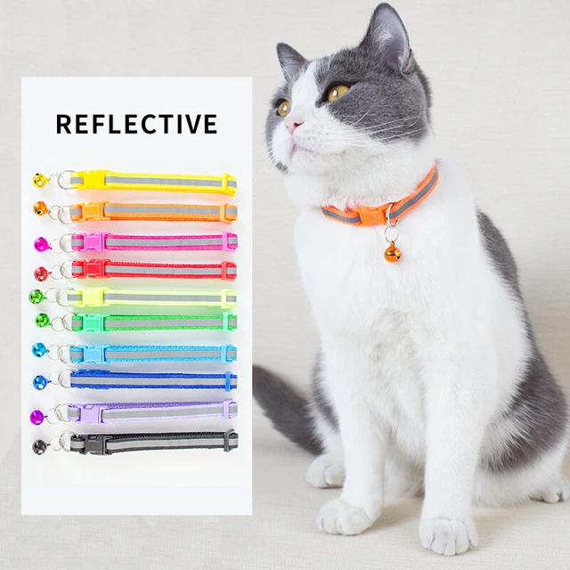 Cat Kitten Collar reflective Adjustable with Bell Hi-Vis Puppy Cats collar