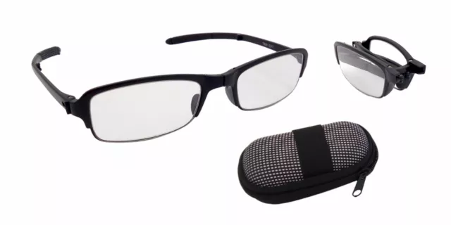 Faltbare Lesebrille mit Brillenbox 1,5 - 3,5 dpt Unisex Lesehilfe Sehhilfe Etui