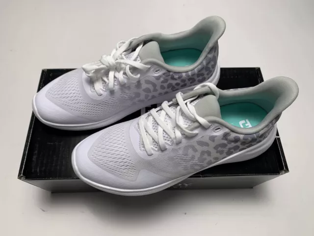 Zapatos de golf para mujer FootJoy FJ Flex blancos grises talla 7,5 (95767)