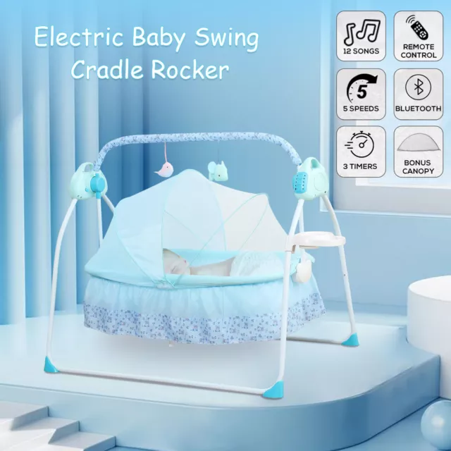 Cuna columpio para bebé moisés cuna bebé rockero cama cunas temporizador remoto + MP3