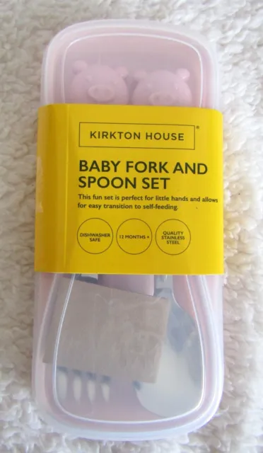 Juego de tenedor y cuchara Kirkton House para bebé/niños diseño de cerdo 12 meses + totalmente nuevo en estuche