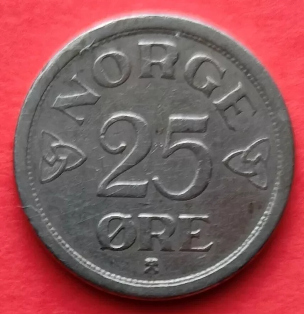 Moneta  Norvegia   da  25 Ore  del 1955 ,  circolata