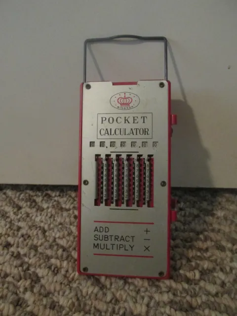 Windsor Pocket Calculator Red Silver Metal Erase Bar No Stylus Vintage Japan