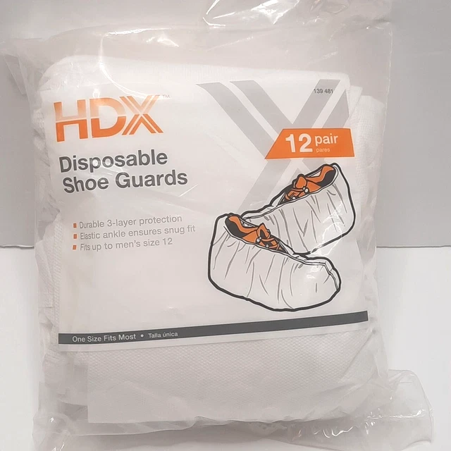 12 Pairs Shoe Covers Protectors Disposable Shoe Guards HDX White upto Size 12