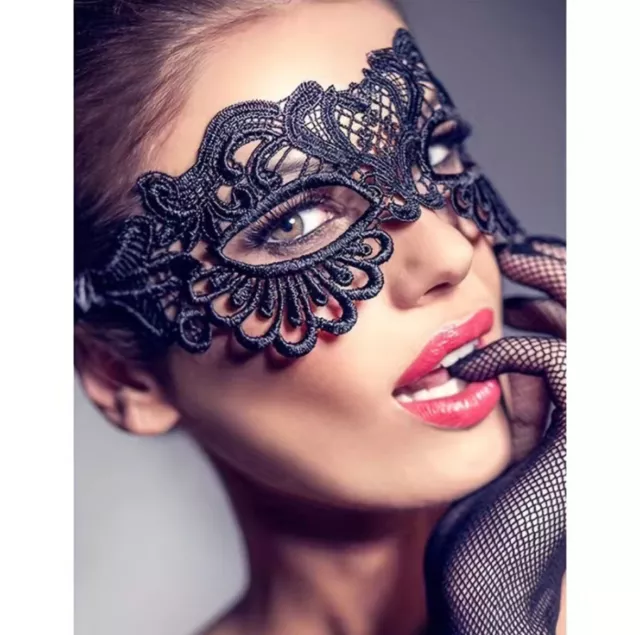 Masquerade Eye Mask Black Lace Gothic Fancy Dress Ladies Hen Party Halloween 2