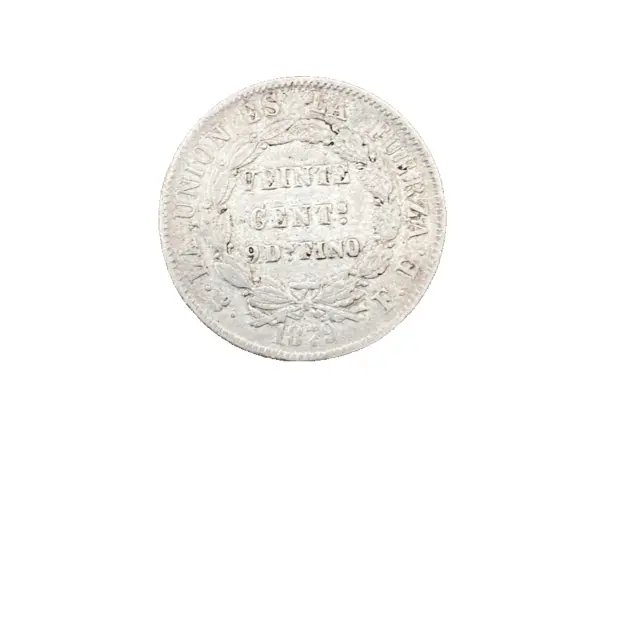 Bolivia 1879 Silver 20 Centavos AU