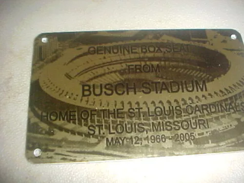 ST. LOUIS BUSCH   Stadium seat Plaque or Stadium Brick Plaque