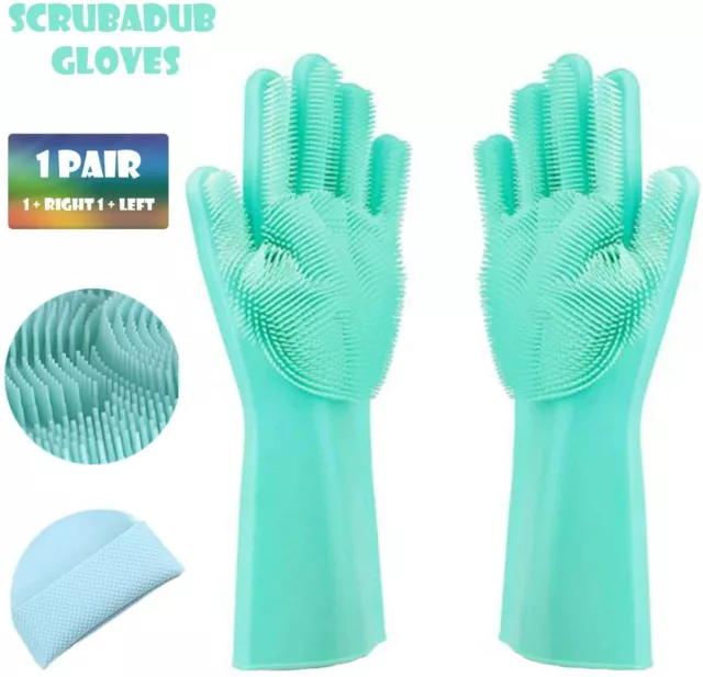 Silicone Cleaning Gloves Scrubadub Premium Magic Gloves Ribbed Washer Scrubber