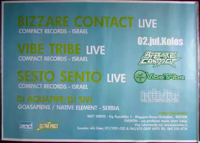 2011 Original Music Concert Poster Promo Bizzare Contact DJ Set Trance Serbia