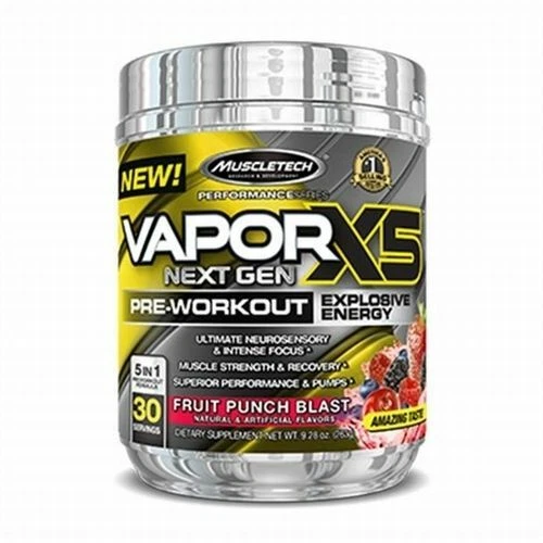 MUSCLETECH VAPOR X5 Next Gen PreWorkout Blue Raspberry 228 Grams £29
