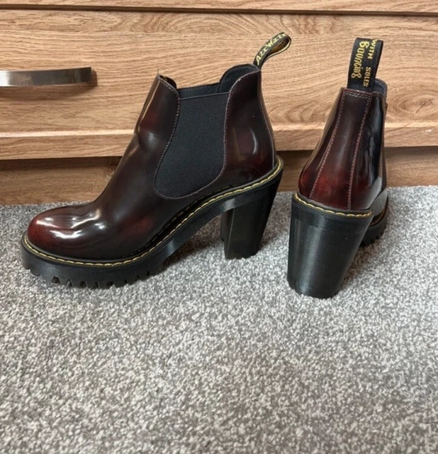 DR MARTENS HURSTON Cherry Red Heeled Boots Size 6 Women s 80.00 PicClick UK