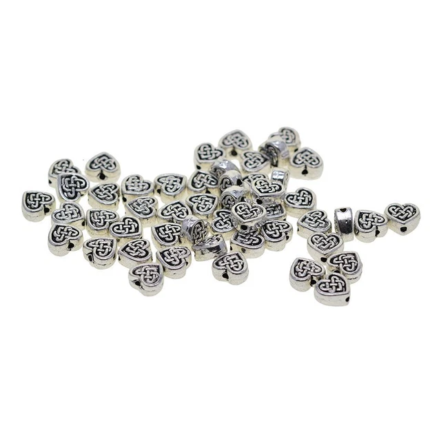 50 Stück tibetische Silberlegierung Herzform Spacer Perlen Charms DIY Schmuck