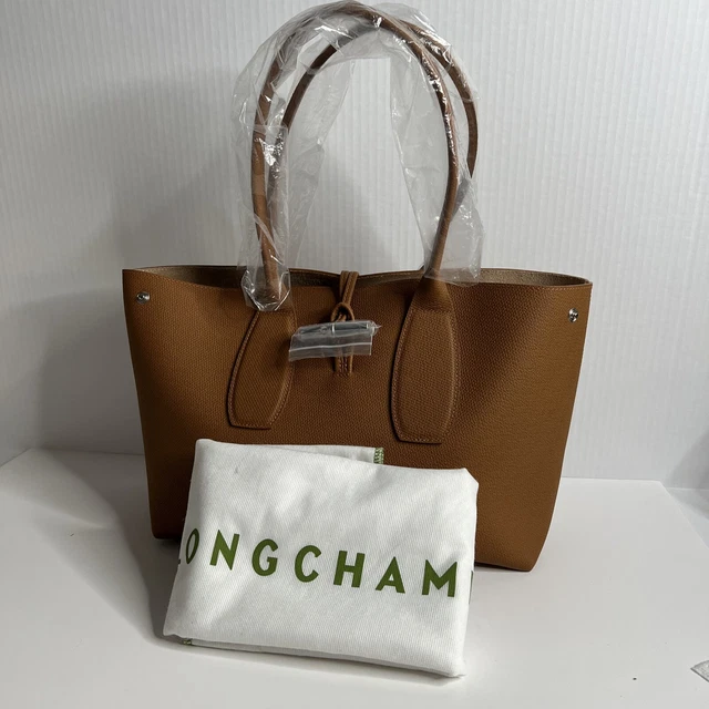 NWT Longchamp ROSEAU leather shoulder bag brown XL