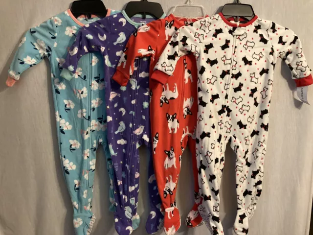 NWT Infant/Toddler Girls Carter's One-Piece Footed Fleece Pajama assorted prints