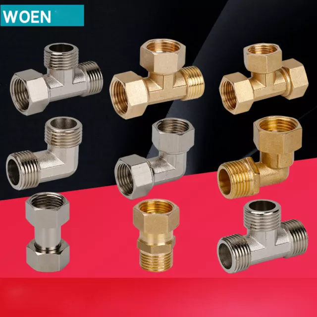 1/2'' Brass 3 Way BSP T-Shape Equal Thread Tee Connector Pipe Fittings Adapters