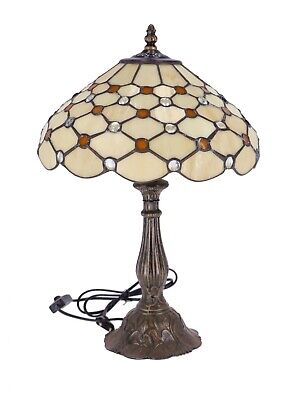 Lampada da tavolo in stile tiffany base in lega e vetro realizzato a mano 45 cm