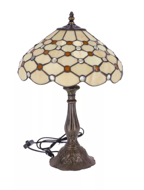 Lampada da tavolo in stile tiffany base in lega e vetro realizzato a mano 45 cm