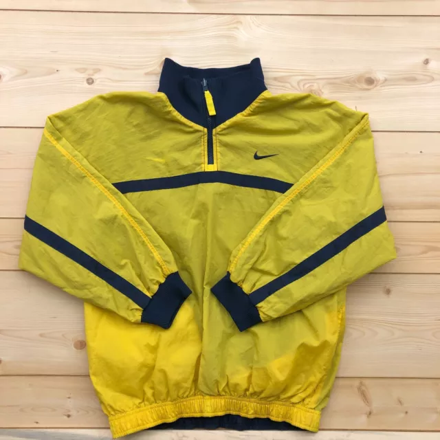 Vintage Nike Blue & Yellow 1/4 Zip Reversible Pullover Windbreaker Kid's Size L