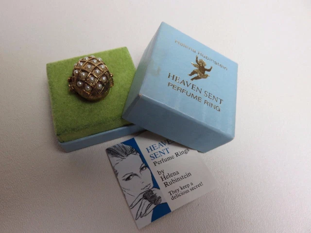 VINTAGE HELENA RUBINSTEIN HEAVEN SENT Solid Perfume PEARL ring in