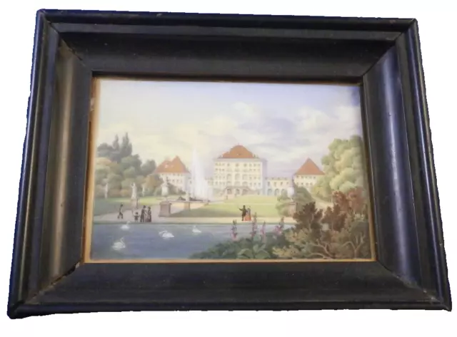 Antik 19thC Nymphenburg Porzellan Szenerie Tafel Porzellan Bild Palast Scene