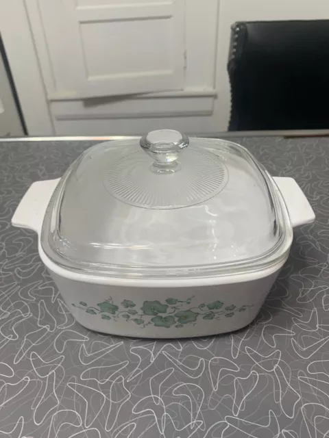 Corning Ware Corelle Calloway Green Ivy with  A7C LID 1 1/2 qt casserole dish