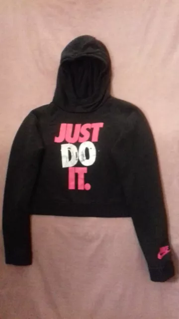 Nike Just Do It Girls Cropped Hoodie Pullover Black, Age 13-15 Years