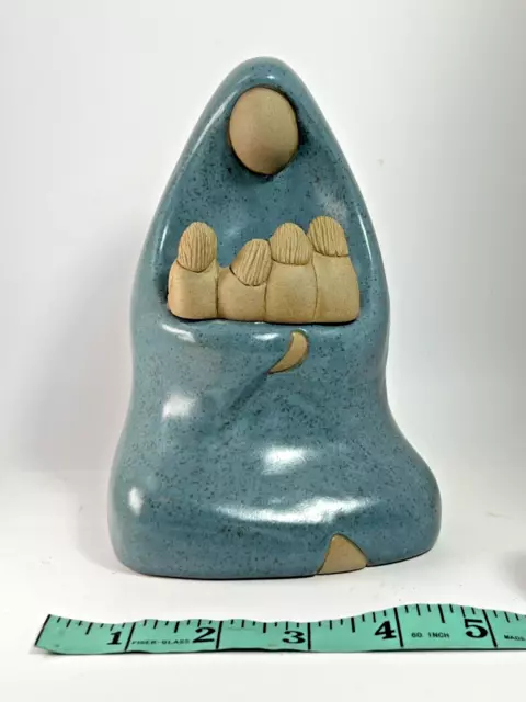 Jack Black Navajo Pottery Signed Storyteller Mother with Children 1993 TEAL