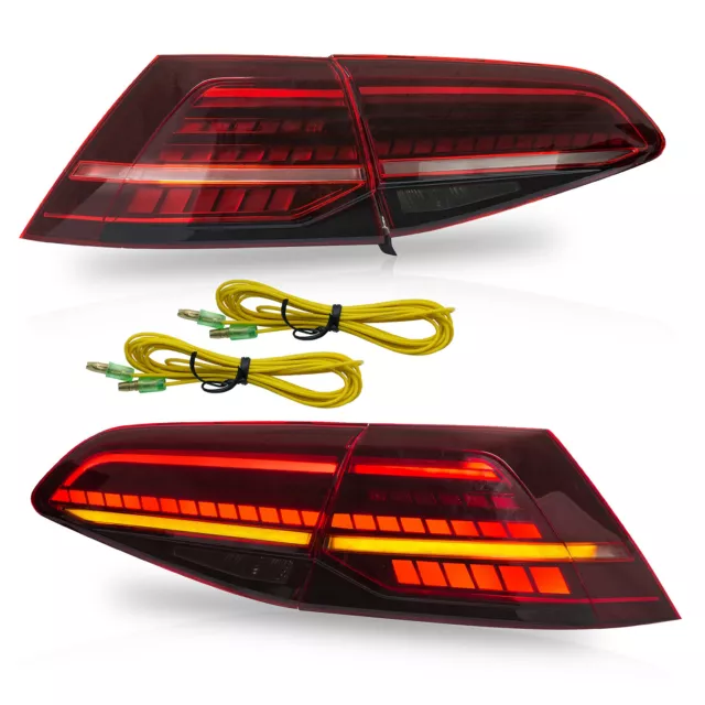 Customized MK7.5 Style RED CLEAR FULL LED Taillights for 14-20 VW Golf MK7 / GTI