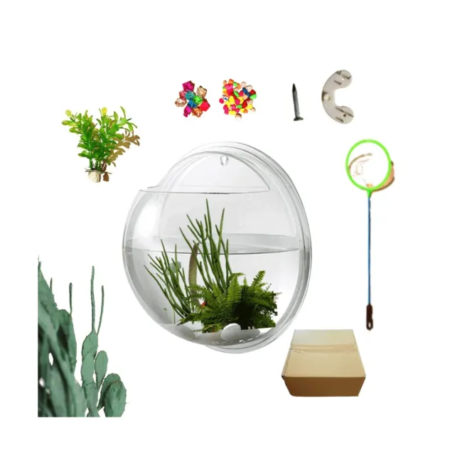 Creative Acrylic Hanging Wall Mounted Fish Tank, Hanging Bowl for Water Plant...