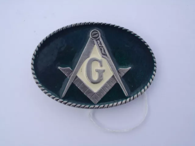 BELT BUCKLE Mason Freemasonry Masonic Square Compass Never used. Vintage.