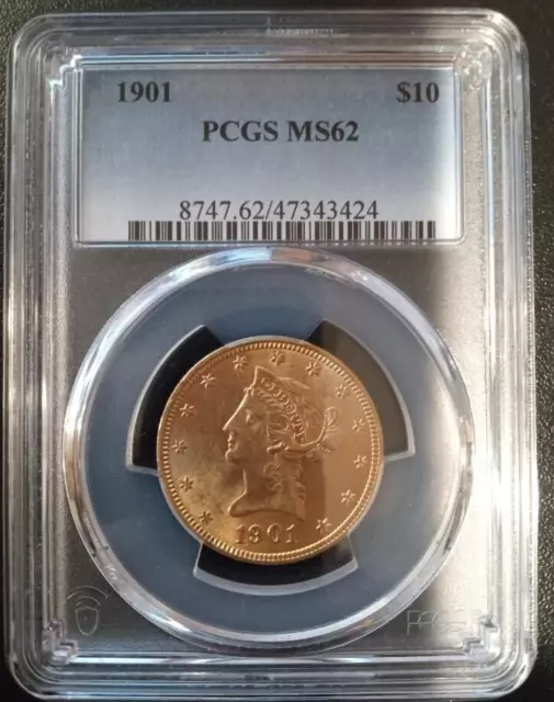 1901  Ten Dollar 1/2oz Liberty Head Gold Eagle Graded PCGS MS62